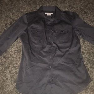 Old Navy size M button down roll tab gray shirt